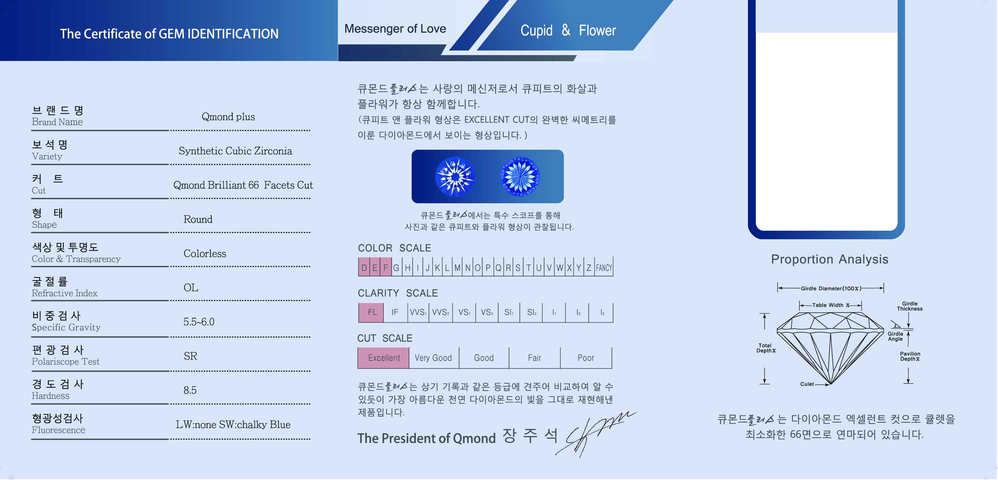 큐몬드 플러스 자체감정서 앞면